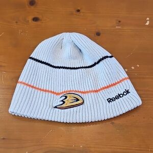 Reebok Anaheim Ducks Hockey Team Beanie (NATURAL COLOR w/BLACK/ORANGE STRIPE)